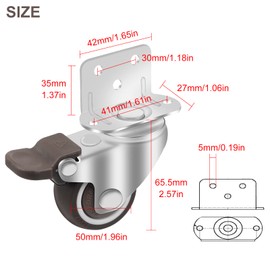 CPROSP Set of 4 Furniture Castors with Brake, L Type Castors Diameter 50 mm, L Shape Holder Furniture Castors, Swivel Castors with Brake, Rubber Wheels for Furniture