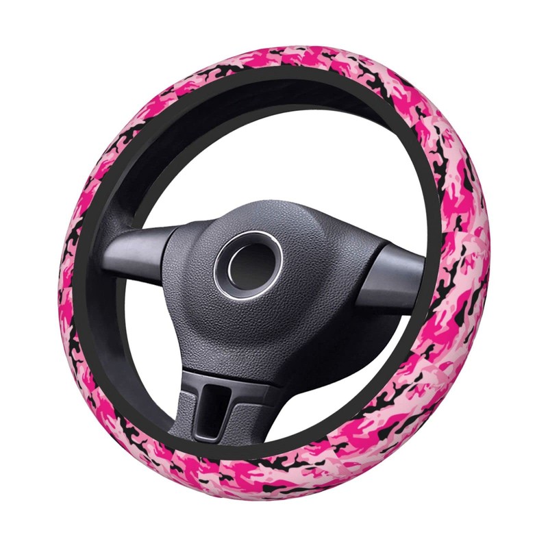 Mlanxi Camouflage Camo Pink 15 Inch Universal Steering Wheel Covers,