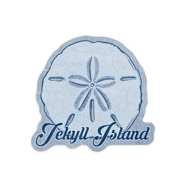 Die Cut Sticker Jekyll Island, Sand Dollar, Blue, Coastal Icon, Contour Vinyl Sticker 1 to 3 inches (Waterproof Decal for Cars, Water Bottles, Laptops, Coolers), Small