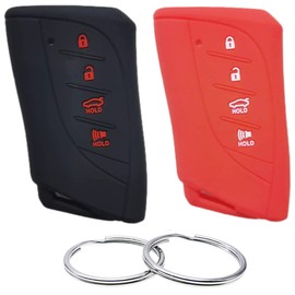 REPROTECTING Silicone Rubber Key Fob Cover Compatible with Lexus (4 Buttons) ES300h ES350 LC500 LC500h LS500h NX350 NX250 NX350h GX460 LS500 RX350 (Black Red)