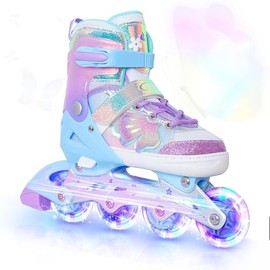 Nattork Patines en Línea para Niñas y Niños, 4 Tallas Ajustables Patines Butterfly Blades con Todas las Ruedas Iluminadas - Regalo de Cumpleaños para Deportes de Interior y Exterior