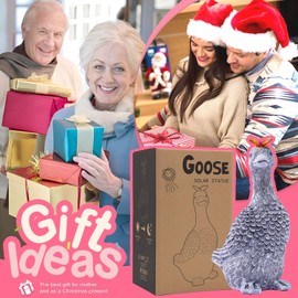 Yeomoo Senger Goose Garden Figures with Butterflies Solar Garden Decoration for Outdoor Use - Funny Goose Solar Animals for Outdoor Garden, Gifts for Women Mum Men Garden Balcony Patio Decor Room Grey