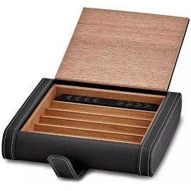 Luxury Giftware by Jere Black PU Leather 5-Cigar Travel Case