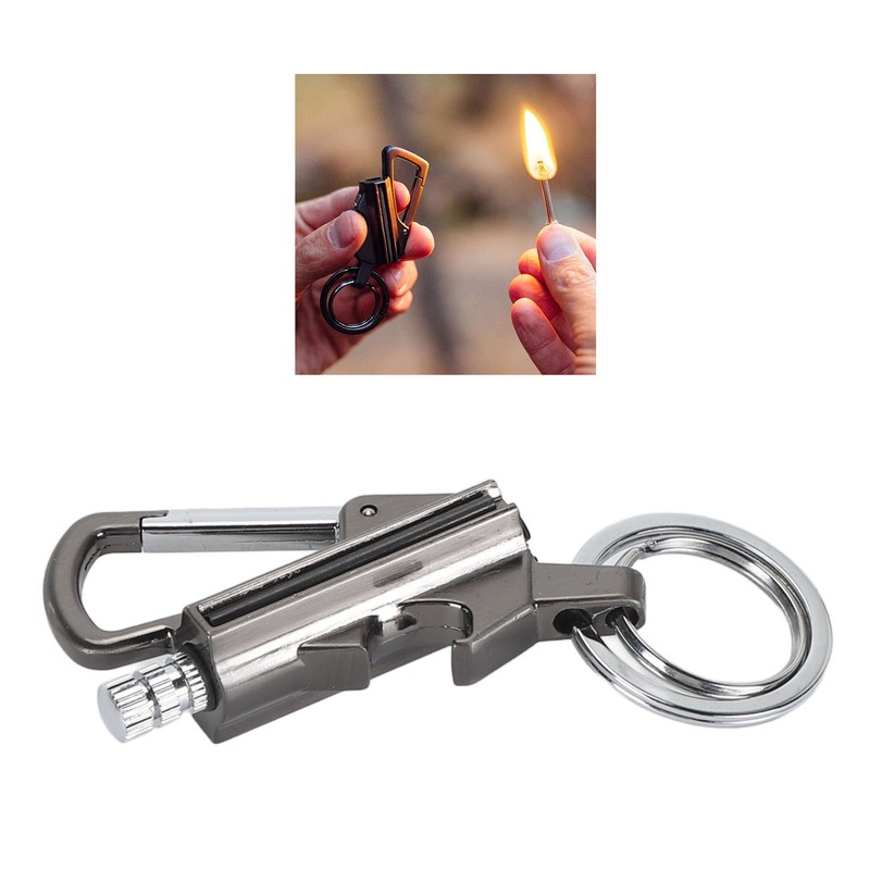 Match Bottle Opener Metal Keychain Multi Function Reusable Survival Lighter
