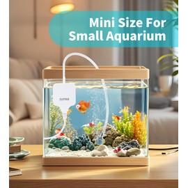 CUYPAS Mini Aquarium Air Pump Mini Fish air Pump Super Quiet Fish Bowl air Pump for 1-10 Gallon Fish Tank 1.5 Watts,310ml/min