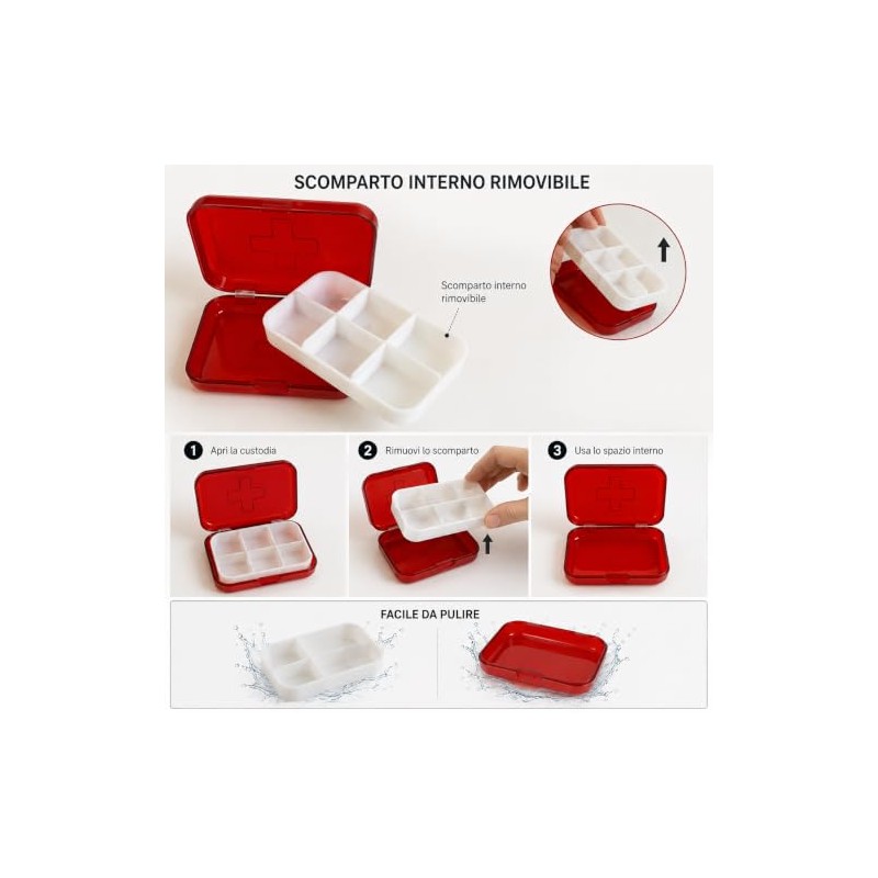 Pill Box 6 Compartments 9 x 6.5 x 2 cm