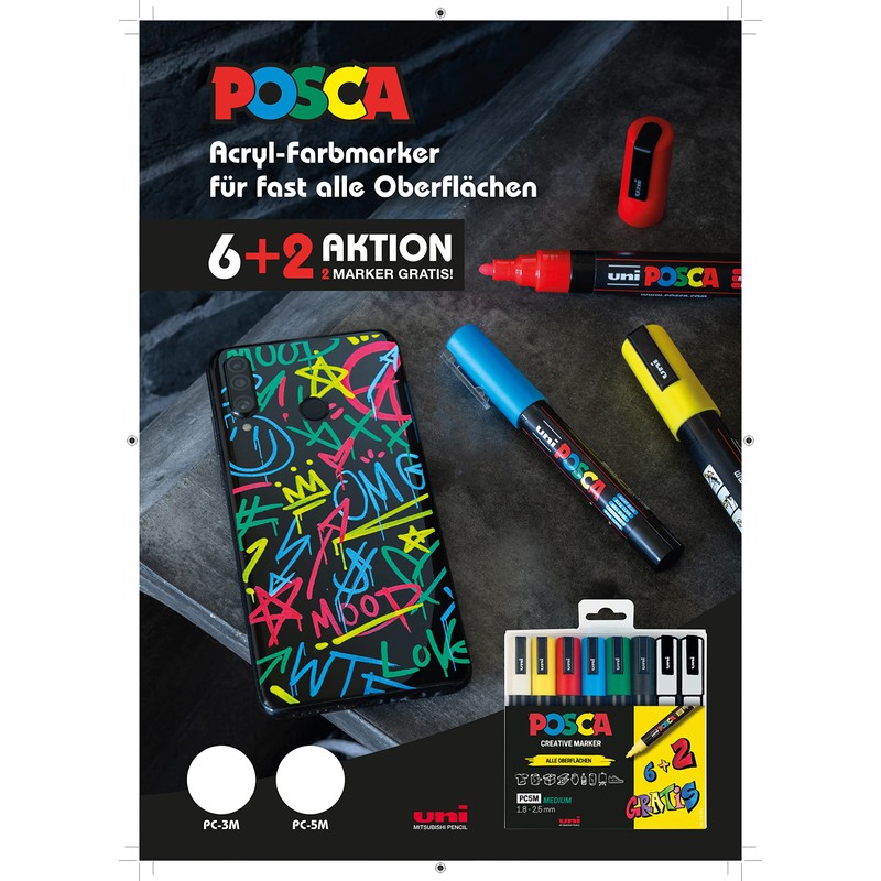 Faber-Castell 186826 Uni-Ball Posca Marker Set, Case of 8 Acrylic