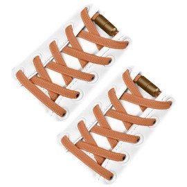 [Yumoning] 2 Pairs (4 Pieces) Shoelaces, Elastic Shoelaces, No Tie Shoelaces, Elastic Shoelaces, Casual Shoes, Leather Shoes, Sports Shoes, Kids, Adults, Elderly People (Brown)