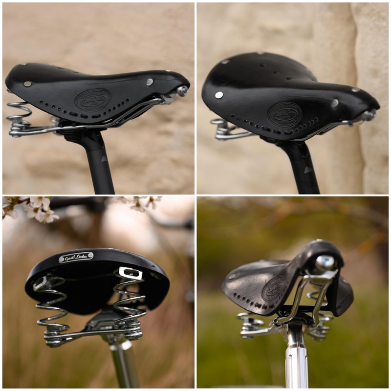 Gusti Angelo D. Leather Saddle Vintage Retro Saddle with Suspension