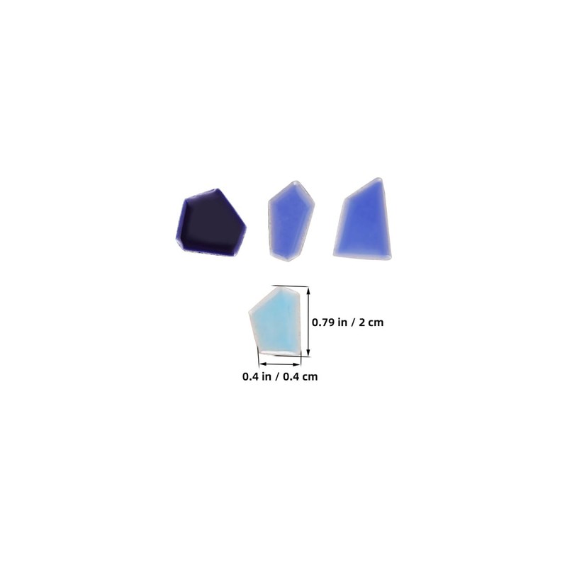 Tofficu DIY Mosaic Ceramic Tiles Irregular Shape Blue Mix 200G