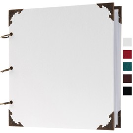 12 x 12 Inch Large Leather Hardcover 80 Pages DIY Scrapbook Photo Album Blank Craft Paper Wedding Anniversary Family Photo Scrapbook Album (White, 12 x 12 Inch)
