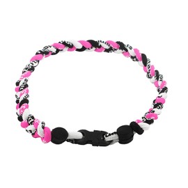 MapofBeauty 18" Sport Style Three Colors Fashion Three Braided Rope Tornado Necklace (Dark Pink/Black/White)