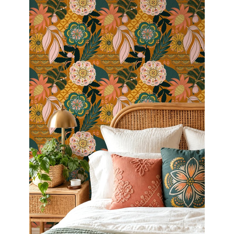 Wallpaper Peel and Stick Renter Friendly Textured Wallpaper Boho