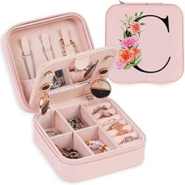 Sanuurfky Travel Jewelry Case Jewelry Box, Travel Essentials Accessories for Women, Ring Necklace Earring Jewelry Holder Organizer Box with Mirror, Gifts for Women Mom Grandma Birthday Valentine's Day