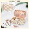Twofold Travel Makeup Bag with Brush Holder, Dual-Layer Small Cosmetic