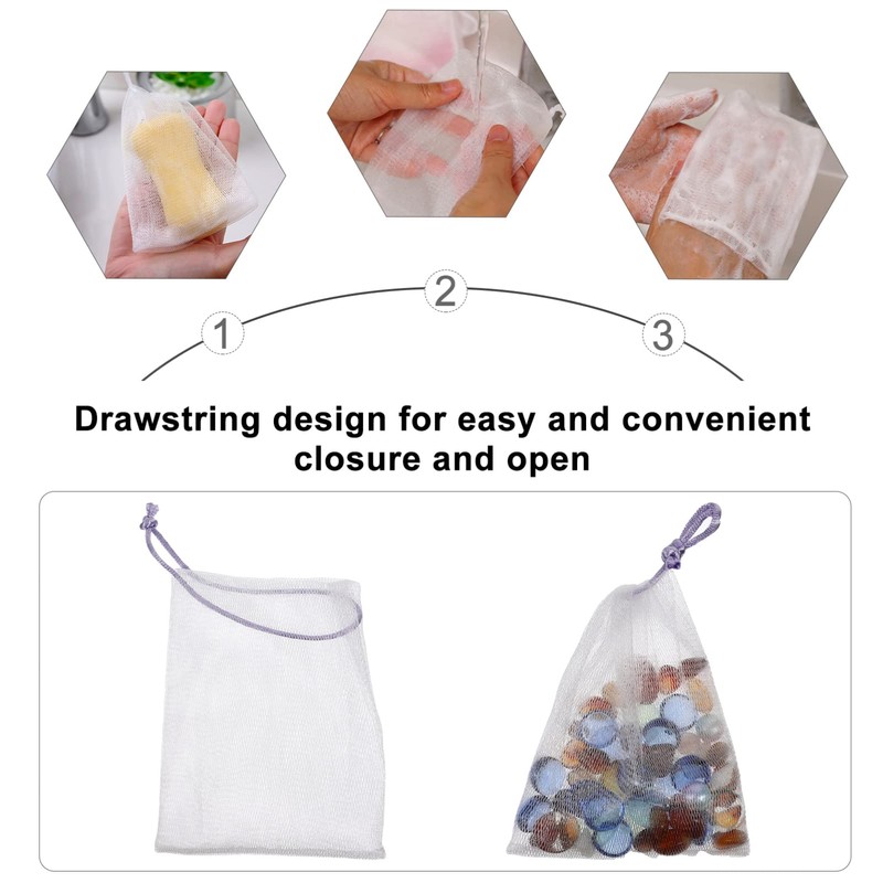 FOMIYES 40pcs Nylon Mesh Soap Pouch, Hanging Handmade Soap Bubbler,