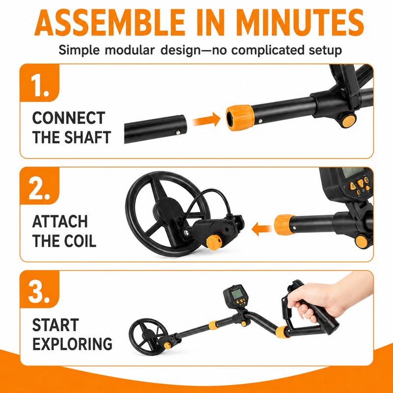 Handheld Metal Detector for Treasure Hunting - Waterproof Search Coil