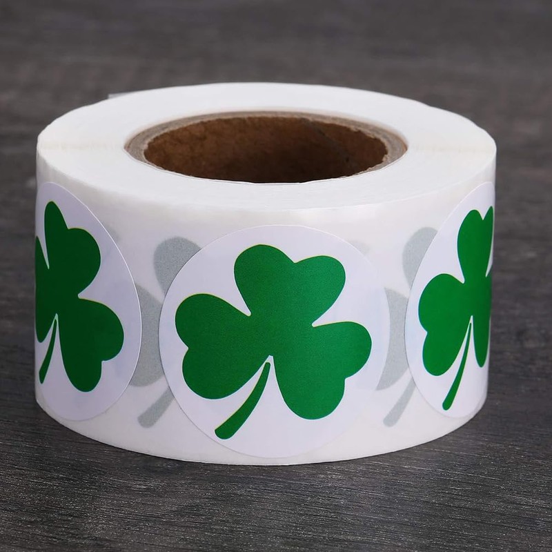 500Pcs St. Patrick's Day Stickers Green Shamrock Clover Stickers Roll