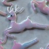 Red Plastic & Felt Reindeer 10 PC 2-SIDED WHITE FELT/RAINBOW