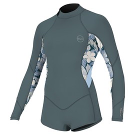 O'Neill Girl's Bahia 2/1mm Back Zip Long Sleeve, Surf Spring Wetsuit, Shade/Palmento Tropical/Faded Denim, 12