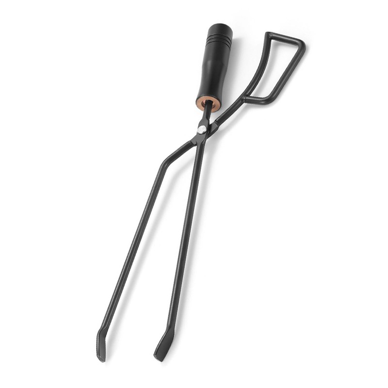 Fire Tong Insulated Wooden Handle Enhanced Grip Log Grabber Firewood