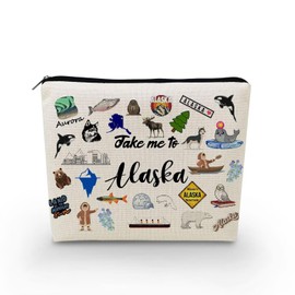 YULUENZE Take Me To Alaska Makeup Bag Alaska Travel Gift Small Canvas Organizer Bag with Zipper Alaska Cosmetic Bag Travel Present for Women Friends Families