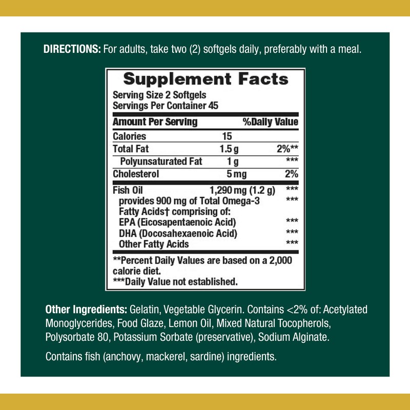 Nature’s Bounty Mini Fish Oil, 1290mg, 900mg of Omega-3, 90