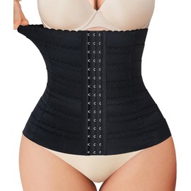 Nebility Womens' Waist Trainer Tummy Control Waist Cincher Slim Body Shaper (Black, S)