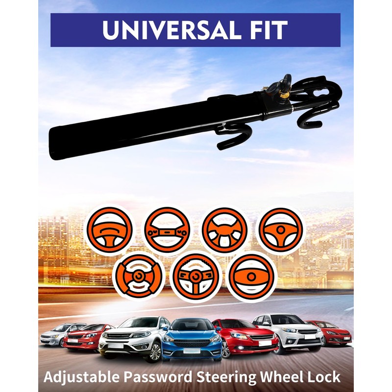 Dodomes Steering Wheel Lock Anti-Theft Heavy Duty Secure Car Device,