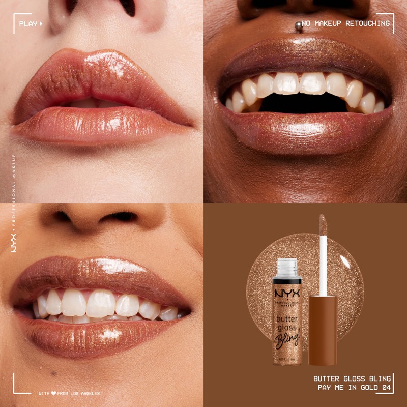NYX PROFESSIONAL MAKEUP Butter Gloss Bling Lip Gloss, Non Sticky