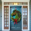 BlissYard Christmas Door Cover Pony Horse Head Wreath Red Bow
