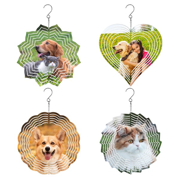 Encooldesty 4 pcs 8 inch Sublimation Wind Spinner Blank,Hanging Wind
