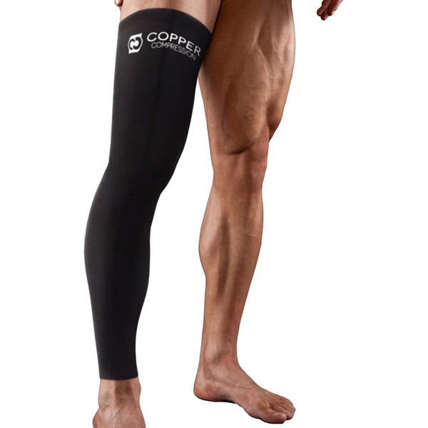Copper Compression Full Leg Sleeve - Guaranteed Highest Copper Sleeves Pants. Single Leg Pant Tights Fit for Men and Women Copper Knee Brace Thigh Calf Support Socks. Basketball, Arthritis (XL, Black)
