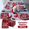 Merry Christmas Napkins,Red Plaid Christmas Paper Napkins, 6.7x6.7 Inch Disposable