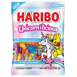 HARIBO Gummi Candy, Unicorn-i-licious Gummy Candy, 5 Oz Bags (Pack of 12) Assorted Fruity Flavors