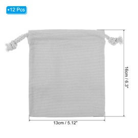 PATIKIL 100% Cotton Reusable Drawstring Bags, 5x6 Inch 12 Pack Multipurpose Washable Cotton Dust Bags, Luggage Organizer, Travel Essentials Storage Pouch, Light Gray
