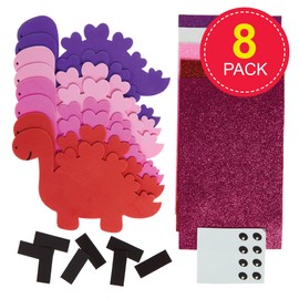 Baker Ross FX458 Love Heart Dinosaur Mix and Match Magnet Kits - Pack of 8, Valentine's Day Foam Craft Kit for Kids
