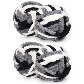 Giant Chunky Chenille Yarn for Blanket, Panda Mixed Color Super Bulky Soft Fluffy Chenille Yarn, Tie Dye Beginner Yarns for Crocheting & Arm Knitting (2 PCS, 28yds/8oz Each)