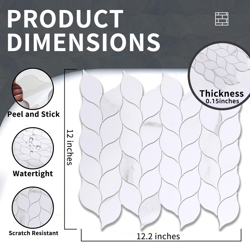 Tilingview 10-Sheet Peel and Stick Backsplash Tile for Kitchen, Self-Adhesive