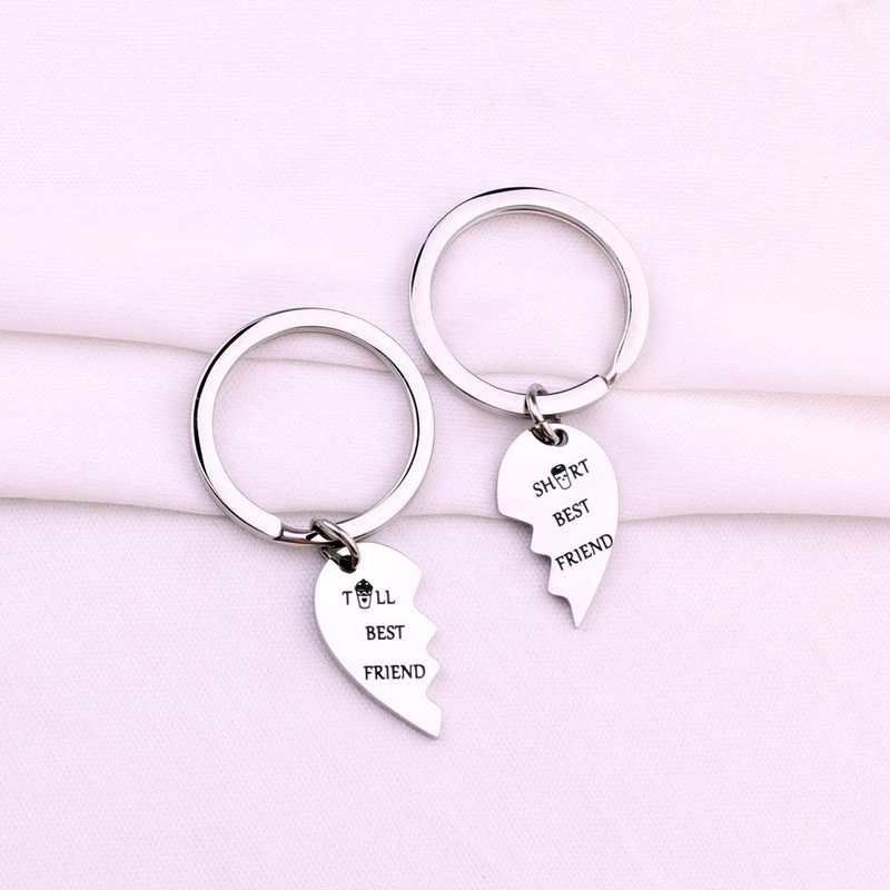 Tall and Short Best Friend Keychains Set Friendship Jewelry BFF