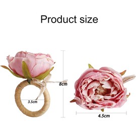 Handcraft Flower Napkin Rings Set of 6,Pink Rose Napkin Rings,Elegant Table Decoration for Mother's Day,Wedding,Dinners,Parties Table Decoration,Daily Party,Picnics,Banquet,Birthday,Christmas