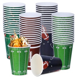 Visivessel 60 Pcs Football Disposable Paper Cup 12oz Football Party Decoration Cup for Football Birthday Party