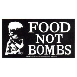 Peace Resource Project Food Not Bombs - Peace/Anti-War Small Magnetic Bumper Sticker/Decal Magnet (4.25" x 2.5")