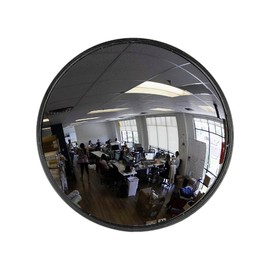 12” Acrylic Indoor Convex Mirror With Plastic Back, Round Indoor Security Mirror for the Garage Blind Spot, Store Safety, Warehouse Side View, Wall Mirror for Personal or Office Use - Vision Metalizers,Black