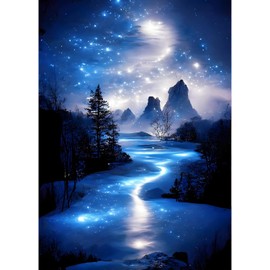 QQYRHN Starry Night Diamond Painting Kits for Beginners Adults, 5D Dreamland Diamond Art Kits, DIY Round Full Drill Diamond Dots Diamond Gem Art with Painting Kits for Home Wall Decor 12 x 16 Inches