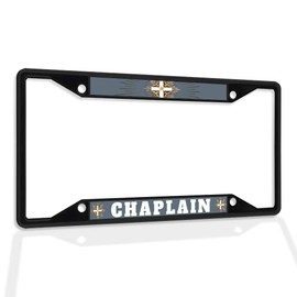 Fastasticdeals Metal Insert License Plate Frame Chaplain Religious Term B Weatherproof Car Accessories Black 4 Holes Solid Insert