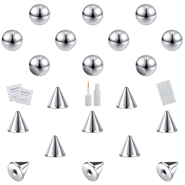 ZS 20Pcs Fake Eyebrow Rings Nose Lip Labret Studs, 4mm