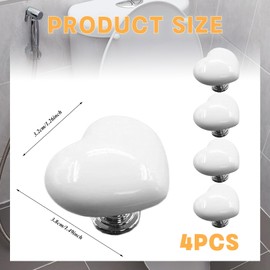 4 Pcs Toilet Button Pusher,White Toilet Heart Button Flush,Toilets Flusherbutton Replacement,Love Heart Shaped Toilets Tank Buttons Flush Buttons Pusher,for Home Bathroom Decor(White)