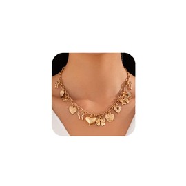 Gold Charm Necklace for Women Gold shell Pearl paperclip Choker necklaces Summer Beach Necklace Boho Charm Jewelry (Bow Style)