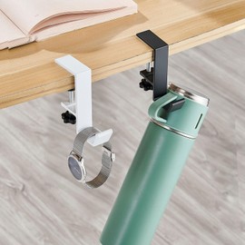 KISOY 2PCS Purse Hook for Table Handbag Hangers Bag Hooks for Tables,Purse Hanger for Desk Headphone Stand Purse Holder for Table Hook Heavy Duty Foldable (L-Shaped(1White+1Black))